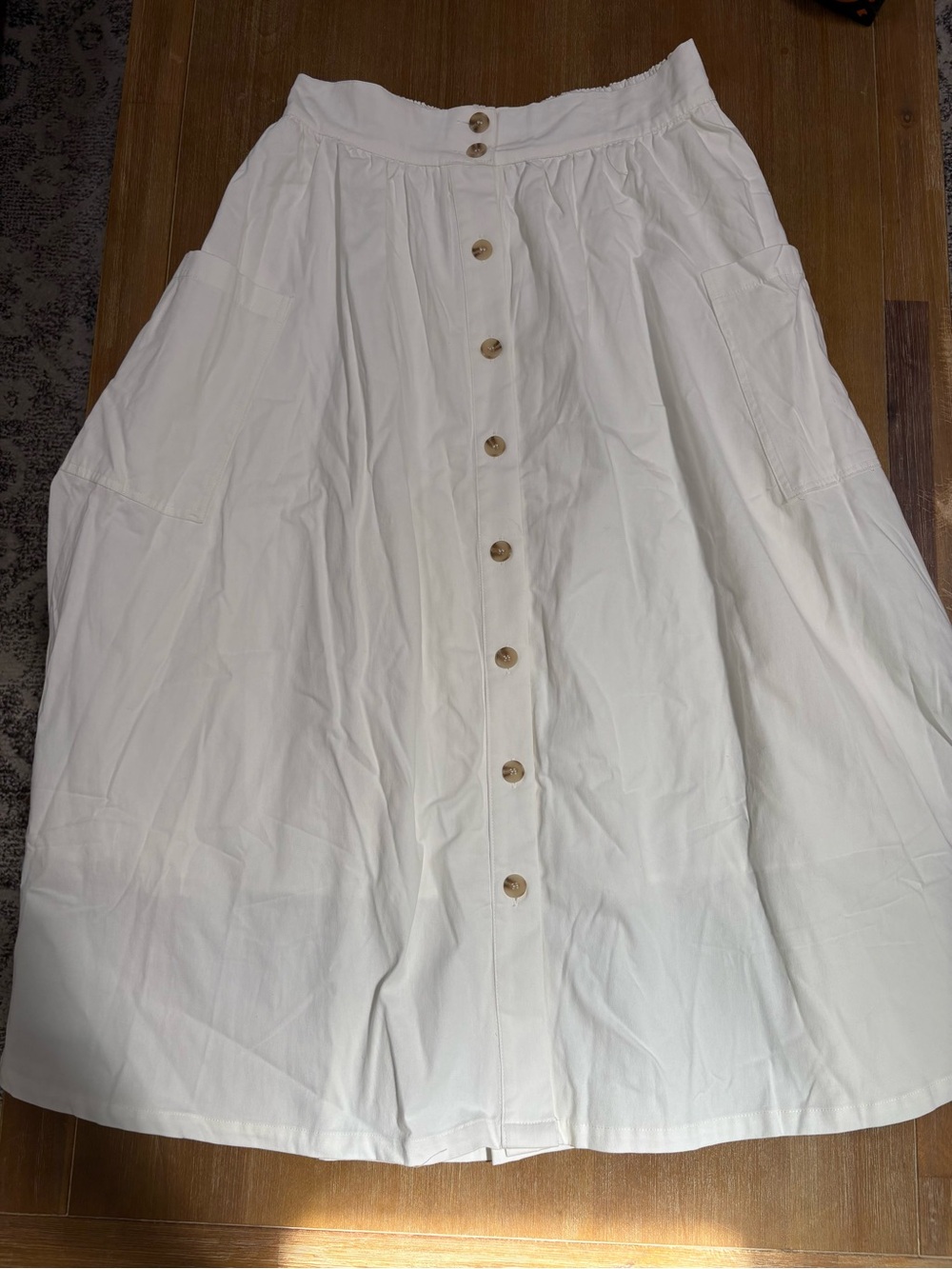 white birch Cream Button-Front Skirt